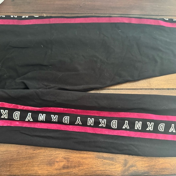 Black Leggings with Pink Side Stripes - Picture 2 of 3